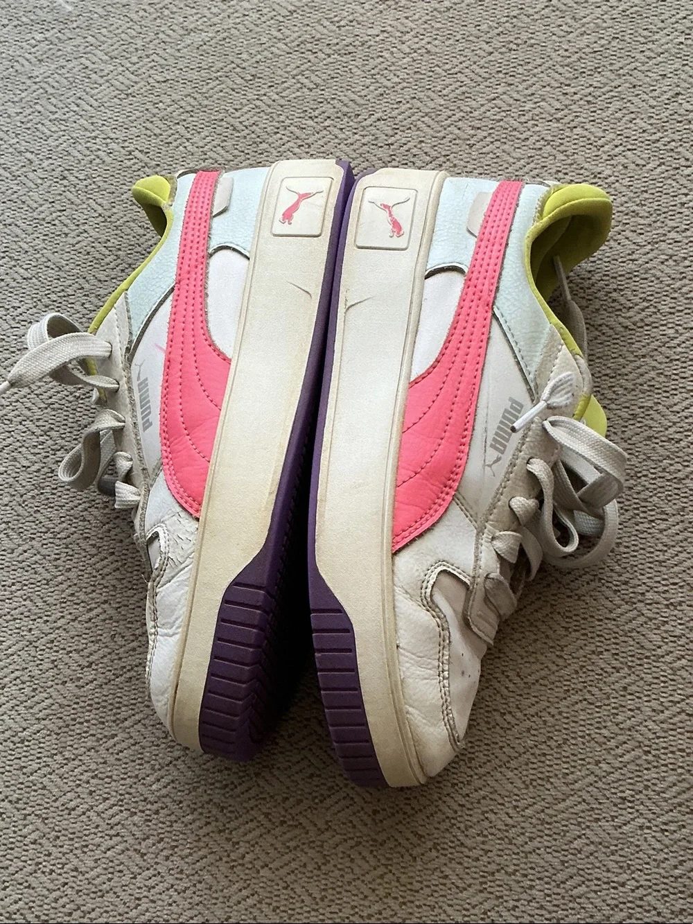 Puma Kids Sneakers in White, Pink, Yellow & Purple